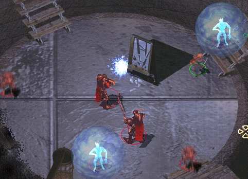 combat des titans devant le mirroir bris